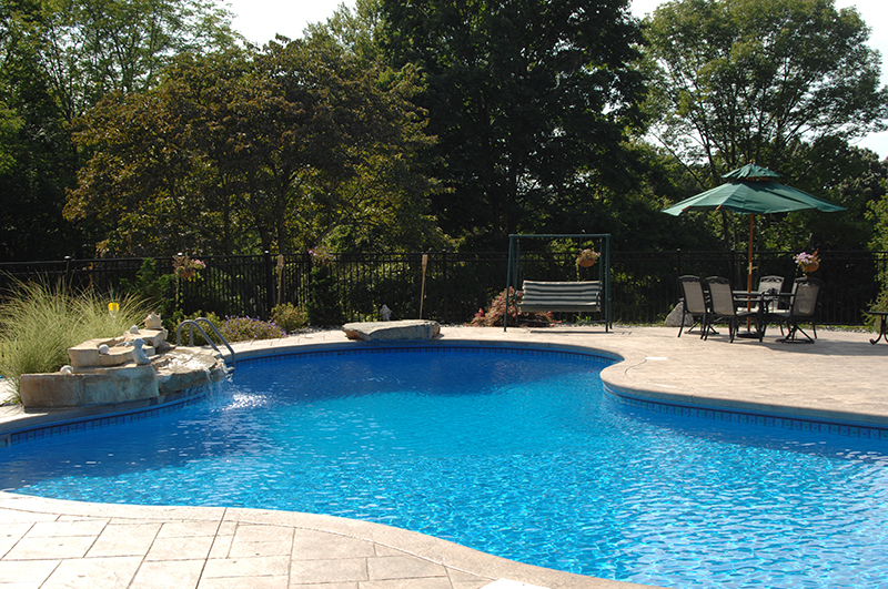 Swimming pool and stamped concrete project example 119